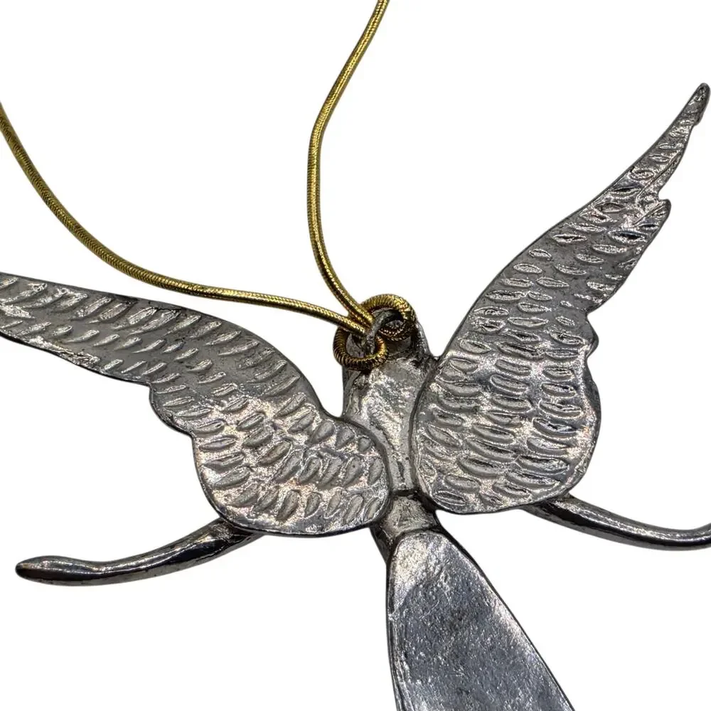 Midwest of Cannon Falls Pewter Serenity Angel Christmas Ornament 1990s Vintage